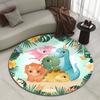 Multiple Sizes Cartoon Dinosaurs with Forest Background Print Round Carpet Living Room Bedroom Table Chair Sofa Decor Carpet