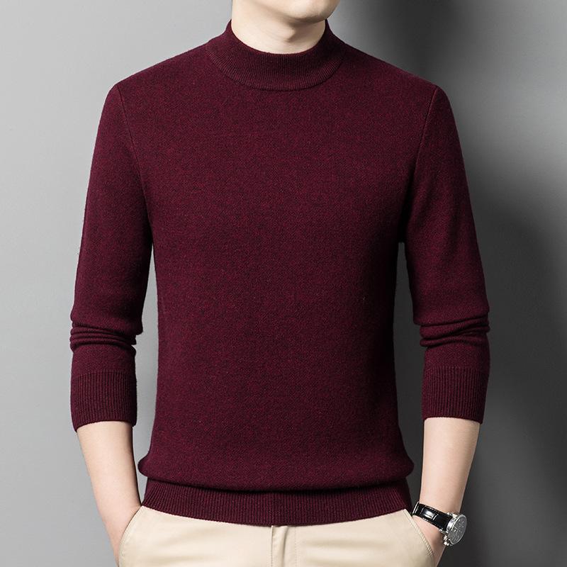 Thickened Men's High-end Casual Semi-turtleneck Dad Bottom Sweater