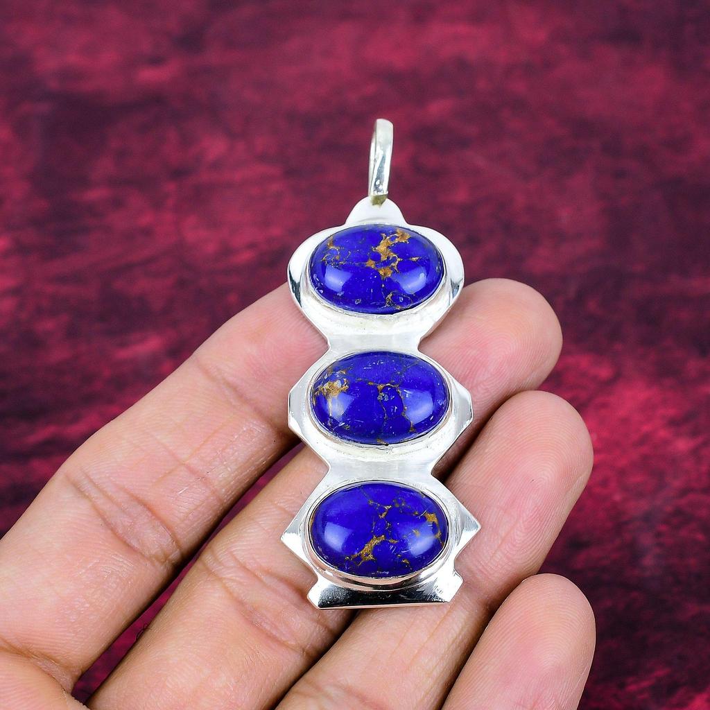Blue Copper Turquoise Handmade Gemstone Pendant, 925 Solid Sterling Silver Pendant Antique Jewelry, For Engagement Gift