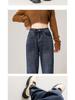 High-Waisted Fleece-Lined Stretch Harem Jeans for Women - Autumn/Winter Loose Slimming Style