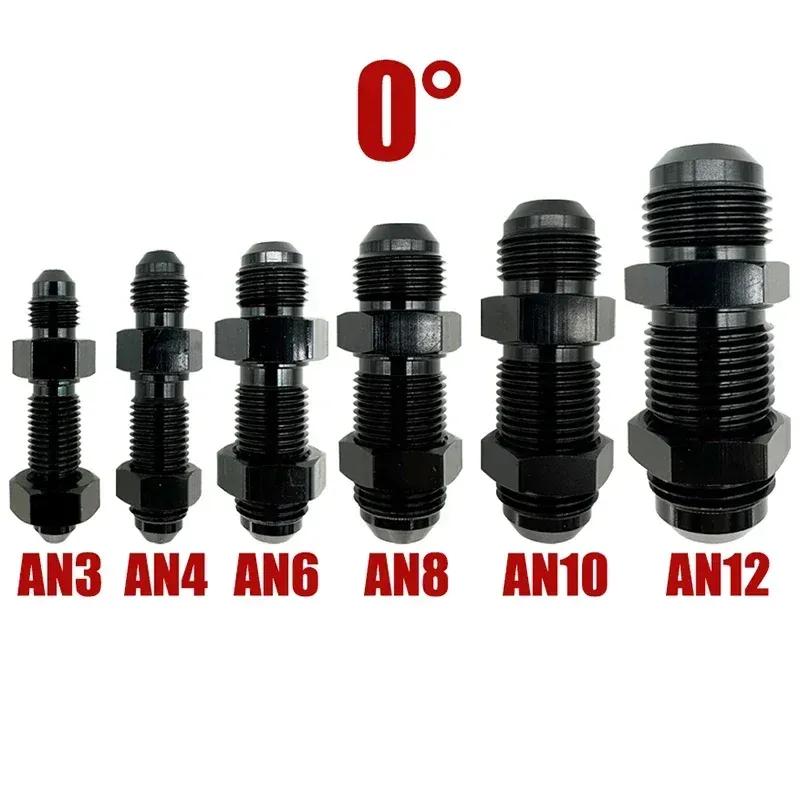 2X AN3 AN4 AN6 AN8 AN10 AN12 0 Degree Flare Bulkhead Fitting Fuel Hose Straight Male To Male Adapter w/Nut For Tab or Wirewall