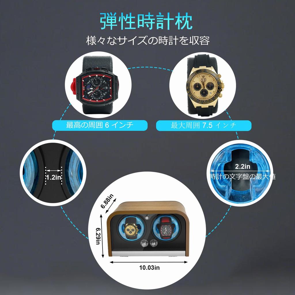 Automatic Watch Winder, 2-Slot Watch Winder for Rolex with 4 Rotation Modes and LED Light, Gift for Men