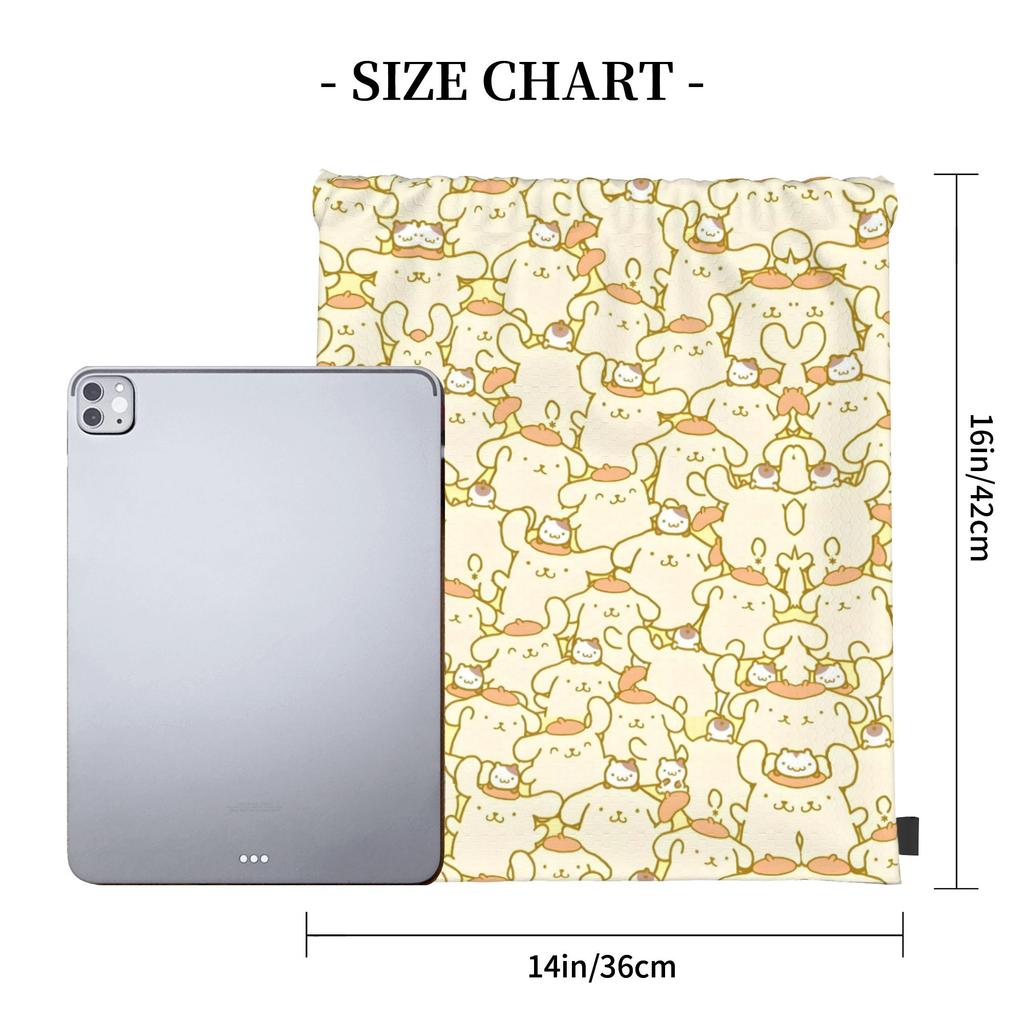 Custom P-Pompompurines Drawstring Bag Men Women Lightweight Dog Cartoon Sports Gym Storage Backpack