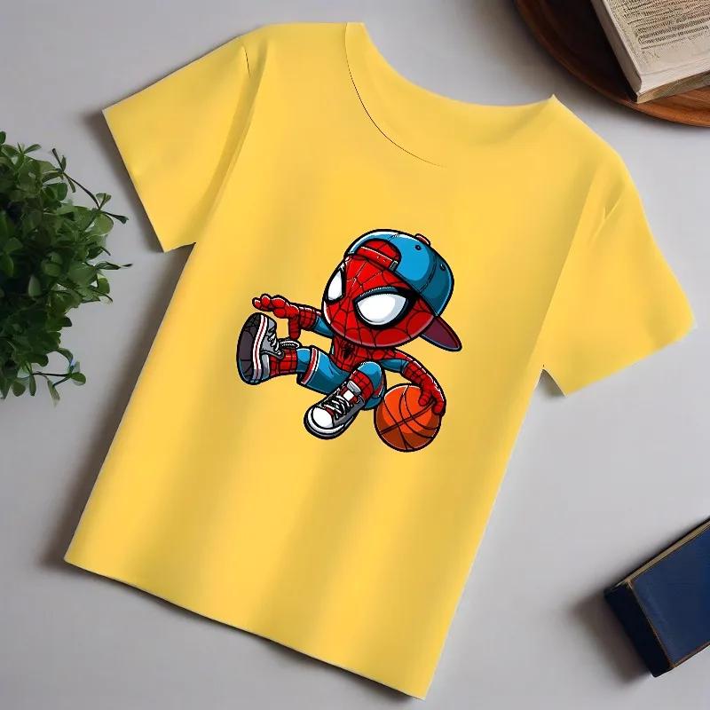 Summer Boys Fashion T Shirt Breathable Children Short Sleeve O Neck Top Anime Spiderman Printed Kids Casual Tees Outdoor Clothes