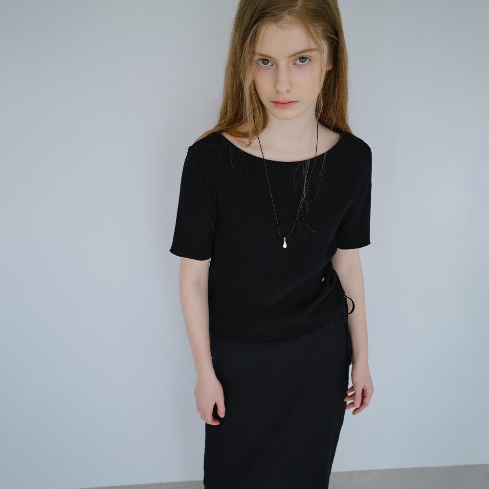 PLASTIC ISLAND [Capsule Line] Pleated Knee-Length Slim T-Shirt Ps2Ch489