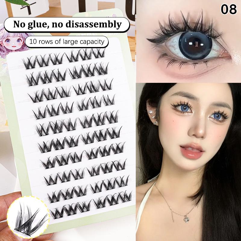 

10 рядов наращивания ресниц с завивкой, объемные накладные ресницы, DIY косплей макияж для женщин и девушек, косметические принадлежности