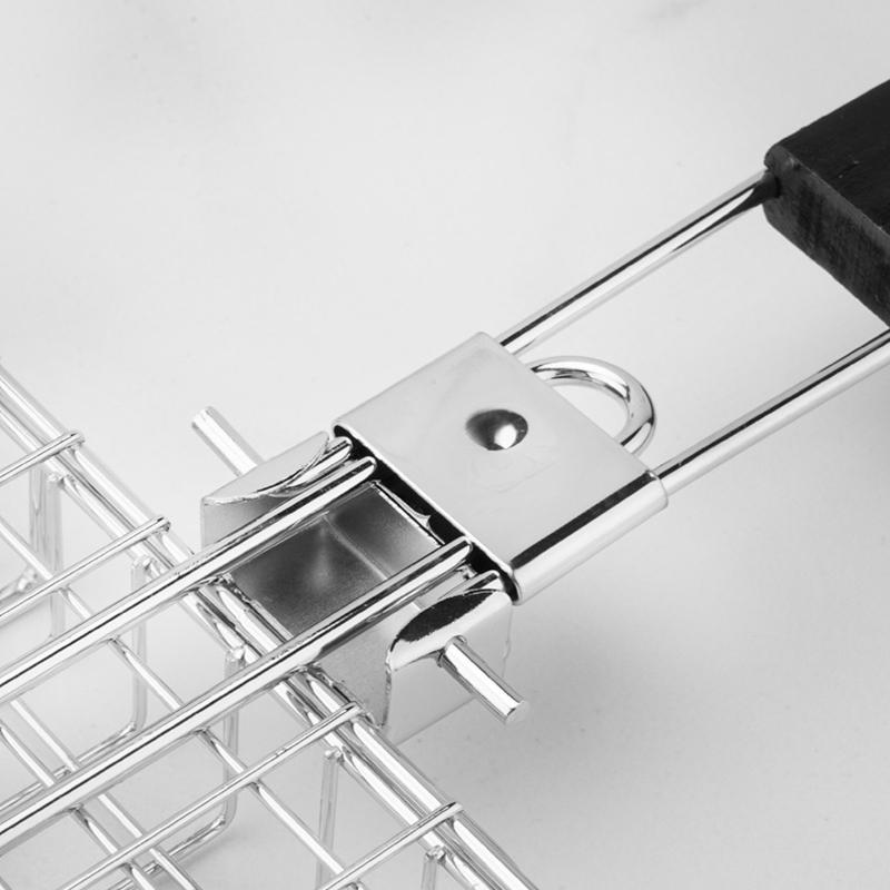 Grill Basket Folding Portable Stainless Steel Bbq Grill Basket With Handle For Fish Vegetables Shrimp Cooking Accessories