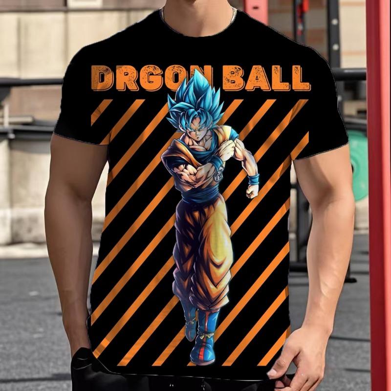2026 Summer Dragon Ball Retro Fitness T-shirt Men's Oversized 3D Printed Short-sleeved Family Unisex Children's Sports Shirt