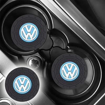 New 2pcs Car Coaster Pads PVC Water Cup Anti-slip Mat for Volkswagen Golf Passat Jetta Touareg Tiguan Polo Caddy GTI Lavida