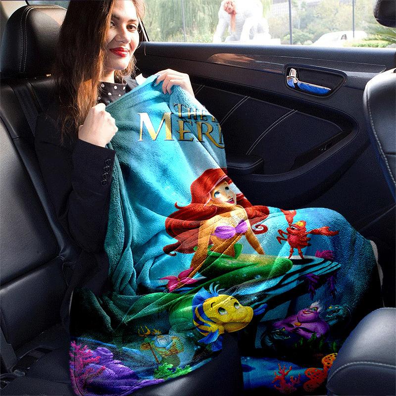 1pc Mermaid Printing Blanket - Soft, All-Season Throw for Living Room, Gift with Adorable Cartoon Design