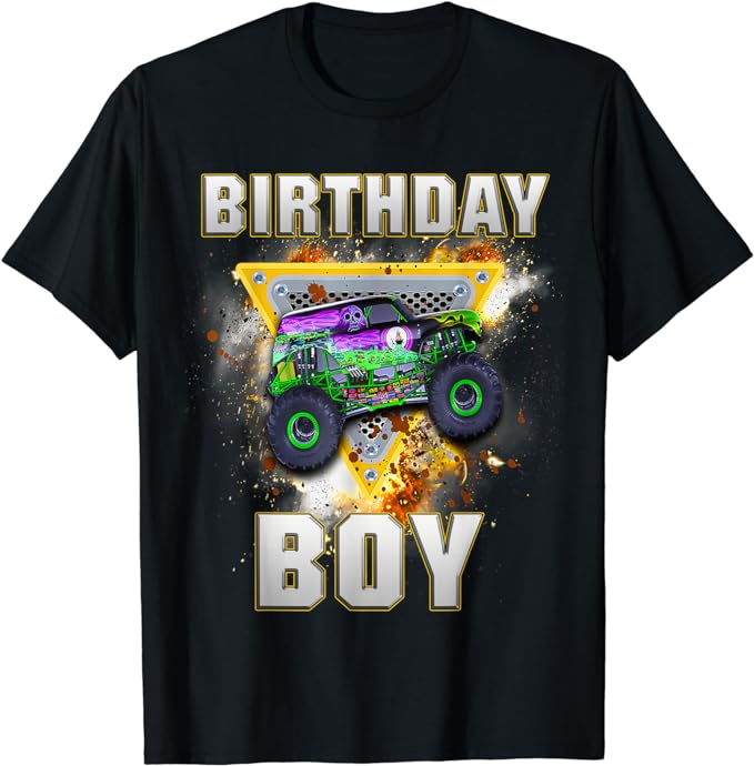 Monster Truck Birthday Boy Monster Truck Are My Jam Lovers T-Shirt Humor Funny Kids Tee Tops Sons Nephew Bithday Novelty Gifts