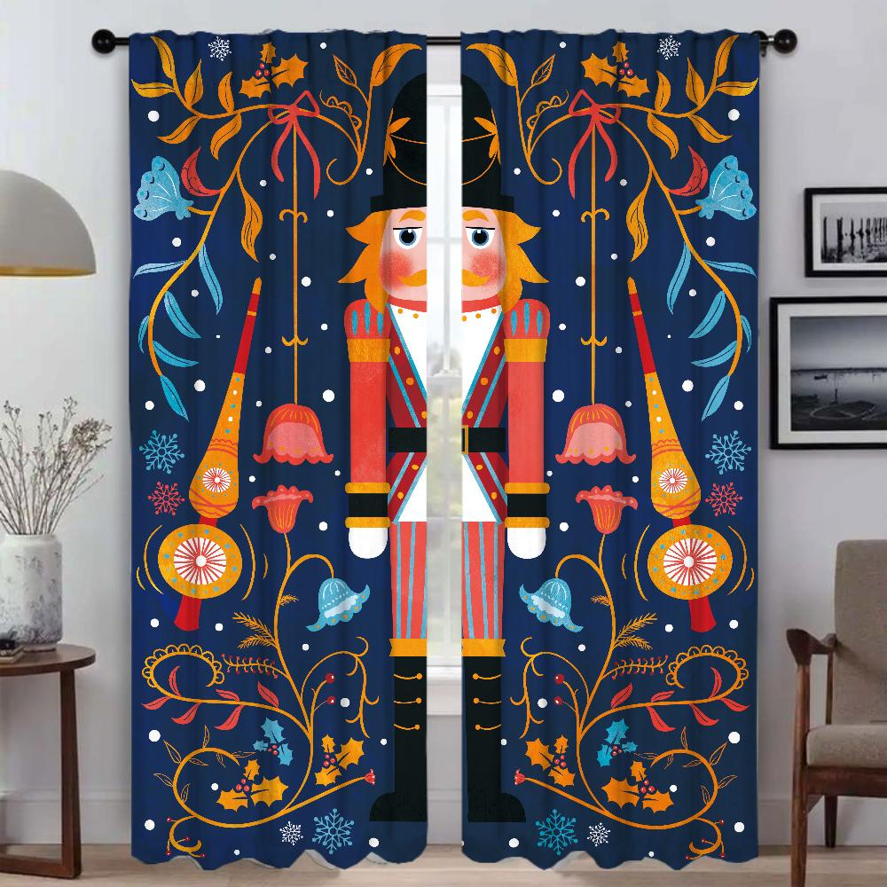 Dziadek do orzechów Zasłony do wnętrza domu do salonu Zasłona zaciemniająca do pokoju 2 panele Żaluzje Rolety Dekoracja na Halloween Parawan