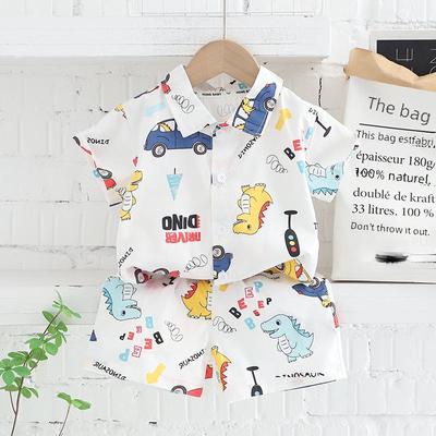2023 Summer Baby Boys' Casual Two-Piece Set: Short-Sleeved Shirt, Loose Fit, Breathable Fabric