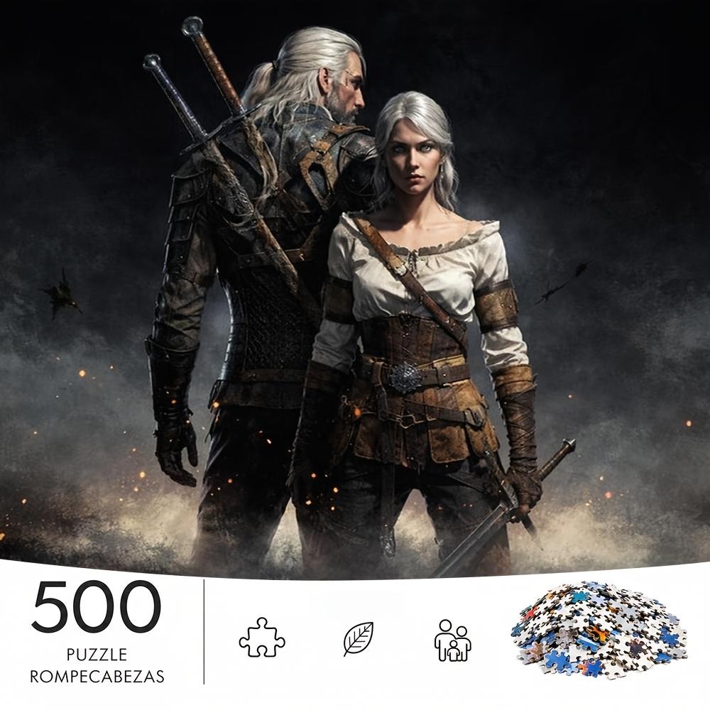 500pcs/Puzzle Game for Endurance And Logic Training - Exquisite Puzzle - (Witch Hunter Master And Apprentice Dark Night Sword Standing on Edge) Suitab