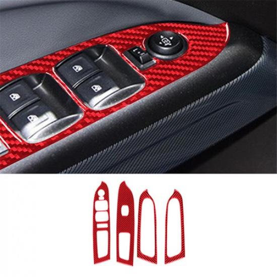 Red Carbon Fiber Interior Window Control Cover Trim For Colorado Canyon 2015-22