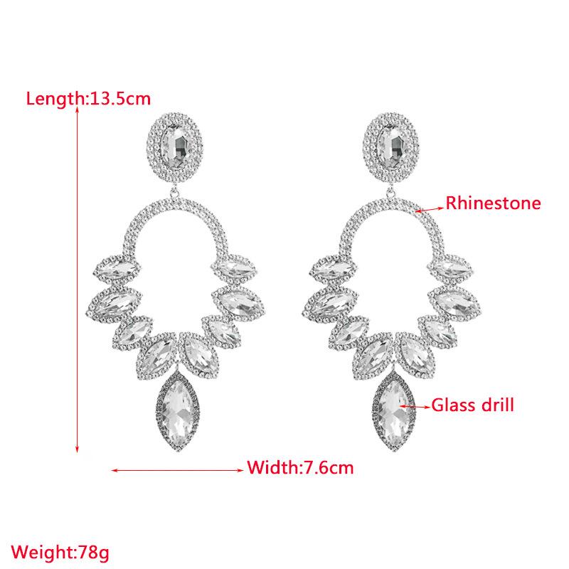 Damskie Przesadne Luksusowe Kolczyki Wiszące Super Duże Super Błyszczące Kolorowe Kryształowe Temperament Wysokiej Jakości Kolczyki