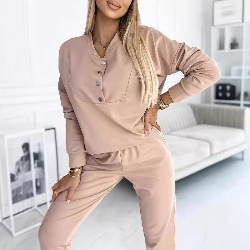 New Women's Half-button Long-sleeved Casual Sports Suit