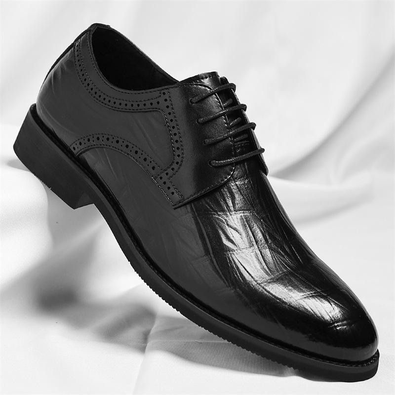 Spring Autumn New Designer Dress Shoes for Men Fashion Casual Lace Wedding Shoes Male Solid Color Cow Leather Shoe Man
