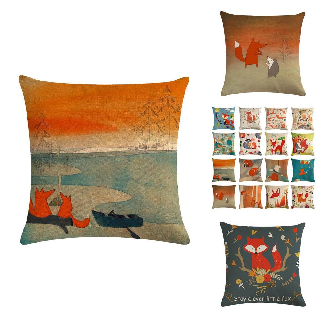 Versatile 18'' Cartoon Fox Pillow Case Cushion Cover For Stylish Living Spaces