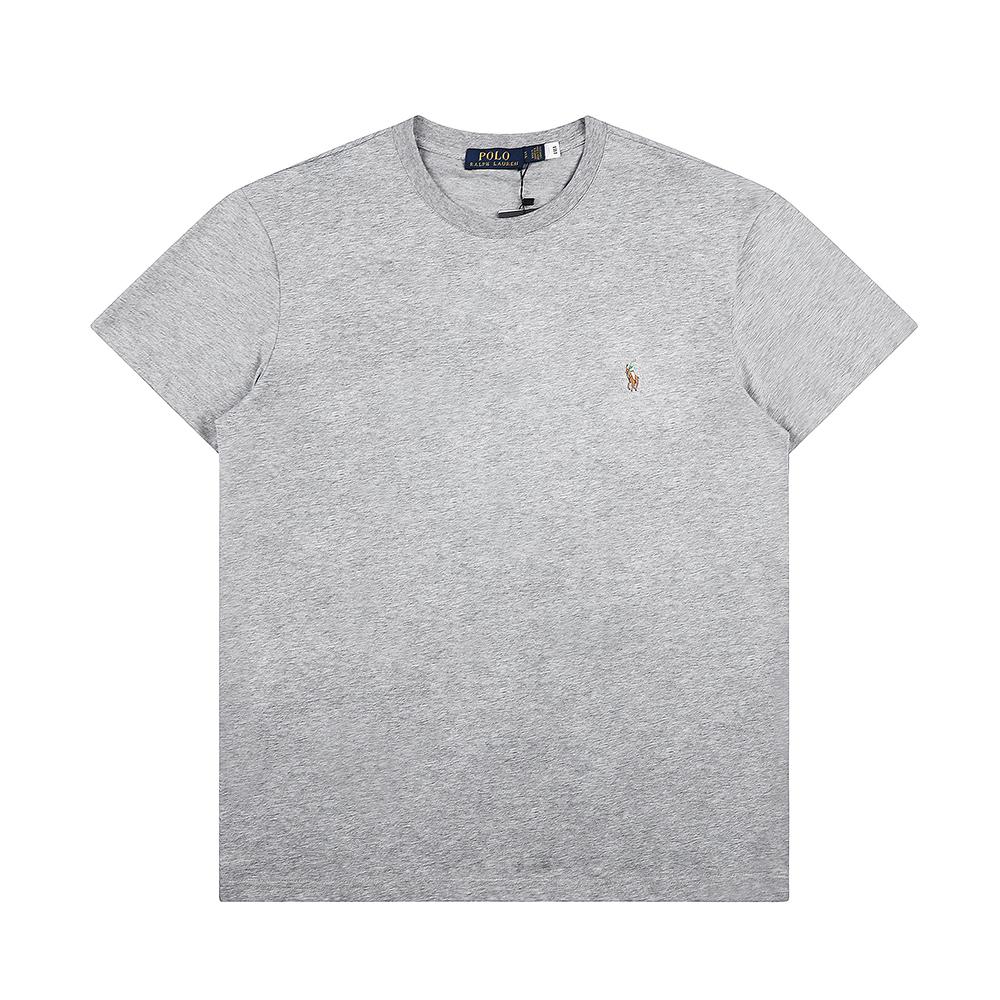 Ralph Lauren Sommer Herren- und Damen-T-Shirt mit Rundhalsausschnitt aus 100 % Baumwolle mit klassischem gesticktem Pony-Logo M silber