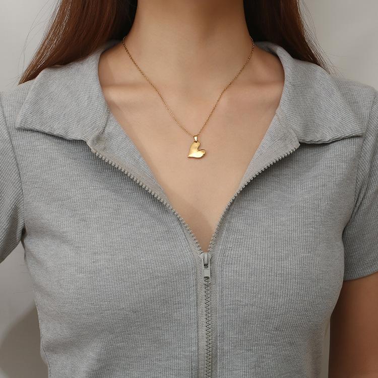 Tempusort 18K Gold Plated Heart Shaped Stainless Steel Pendant Necklaces Fashion Jewelry for Women Anniversary Wedding