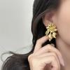 Real  Sterling Silver 18K Gold Exaggerated Flower Stud Earrings for Women Minimalist Fine  Vintage Accessories