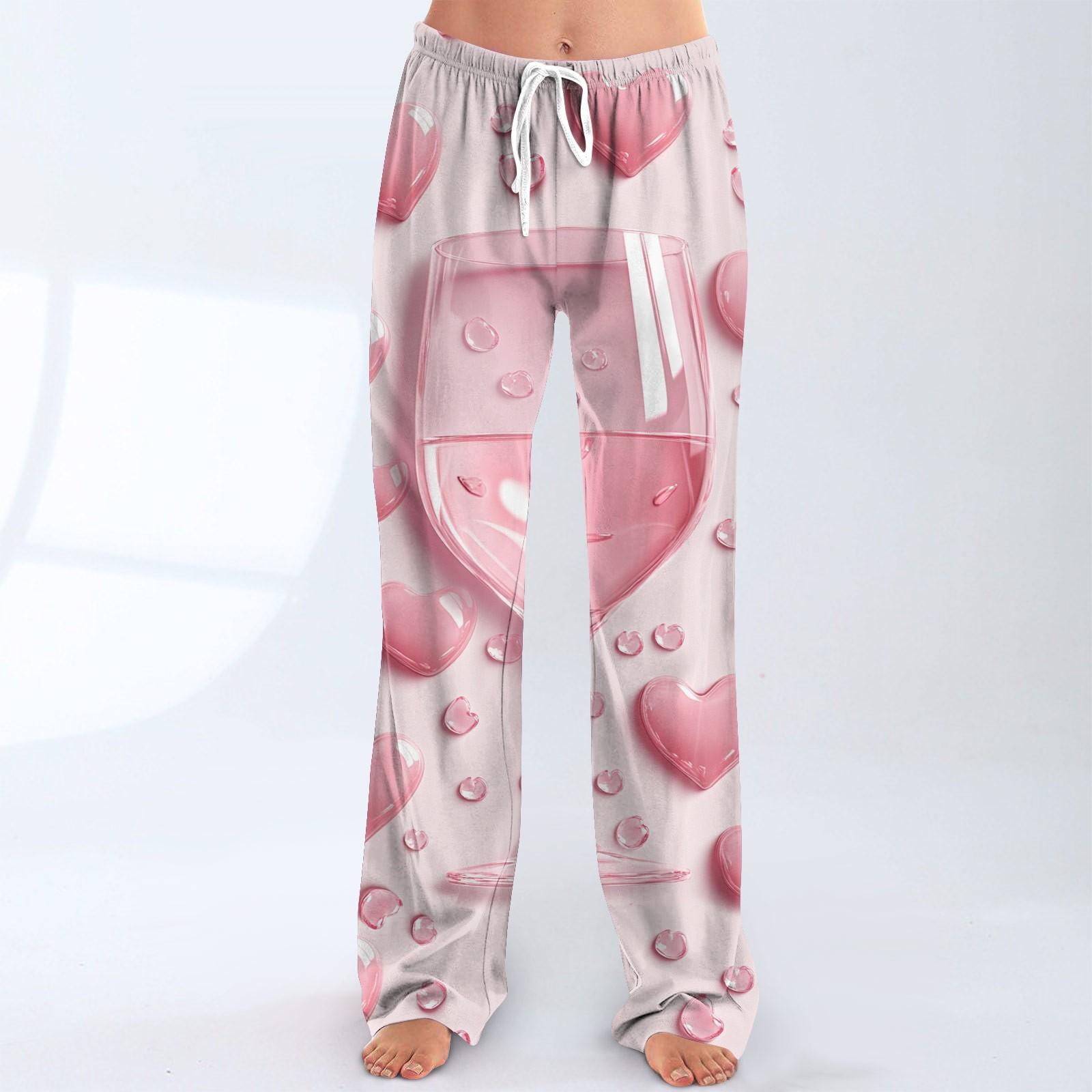 

Женские модные свободные повседневные брюки и пижамы с принтом ко Дню святого Валентина XL киноварь