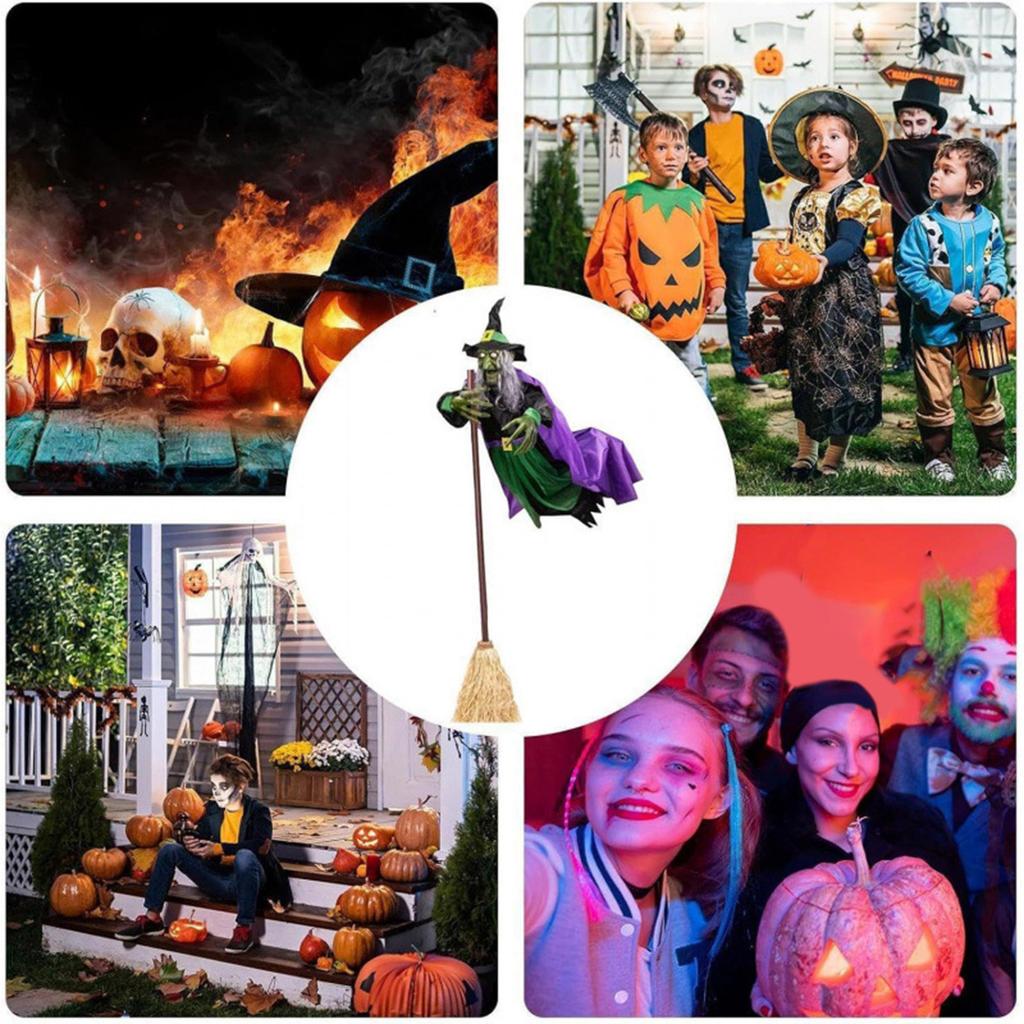 Animated Floating Witch Decoration With Sound & Touch Activated Jaw Movements For Halloween Party Home Garden Decors