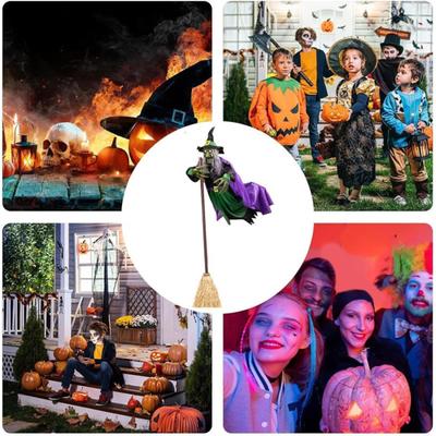 Animated Floating Witch Decoration With Sound & Touch Activated Jaw Movements For Halloween Party Home Garden Decors