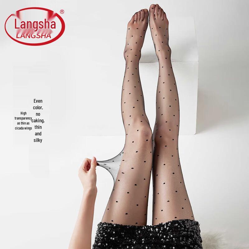 Langsha Women's Ultra-Thin Anti-Snag Polka Dot Pantyhose