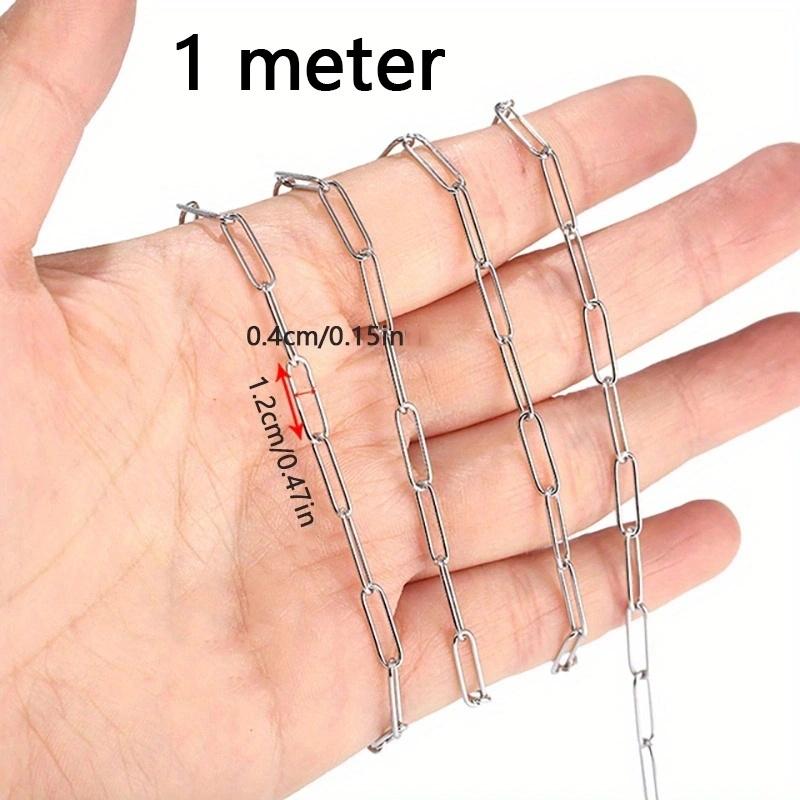 0.5M 1M Open Circle Cross Round Ring Necklace Chain Stainless Steel Link Chains DIY Women Bracelets Jewelry Making Body Chain