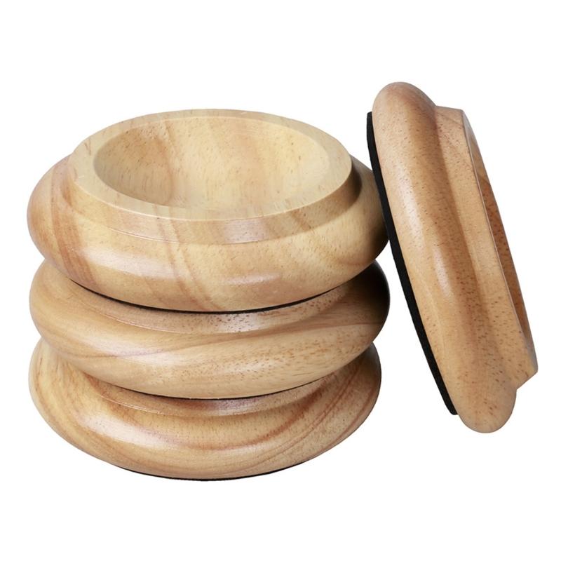 Floor Care Cups for Piano Wheels Solid Wood Set of 4 with Recessed Support Design and Bottom Pad for Indoor Floors