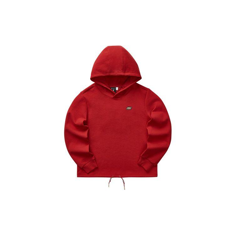 Skechers Knit Pullover Loose Hooded Sweatshirt Unisex sweatshirt Plasma-Red L124W002-03LC S