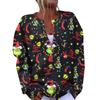 Women's Fashion Christmas Printed Long Sleeve Knitted Cardigan Button Down Jacket