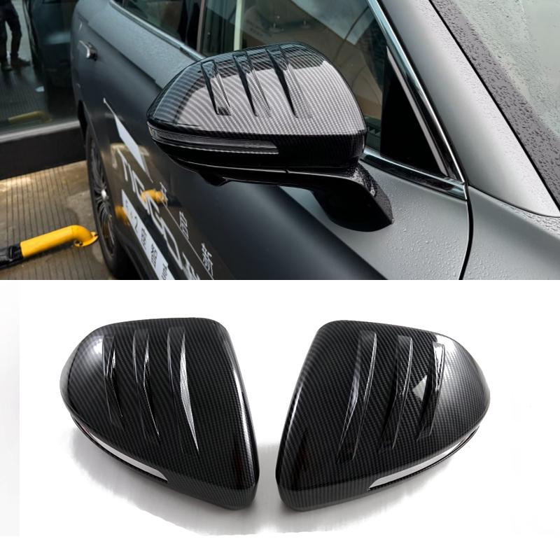 For Chery Tiggo 9 2024 2025 Black Carbonfibe Side Door Mirror Cover Trim Rearview Caps Auto Exterior Parts