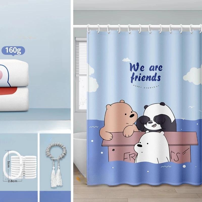 Cartoon Bathroom Curtains for Living Room Home Decor Blackout Curtains Living Room Bedroom Balcony Screen Dustproof