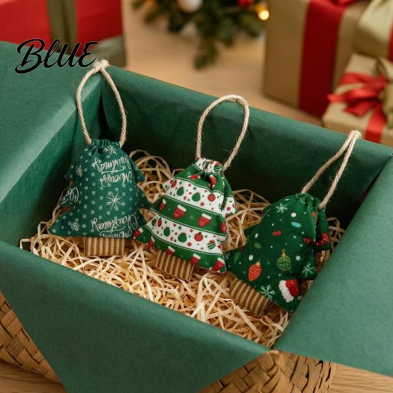 Christmas Gift Bags Tree Shaped with Drawstring Reusable Holiday Fabric Bags Decor Winter Goodie Storage Pouches for Present Wrapping Party Favors
