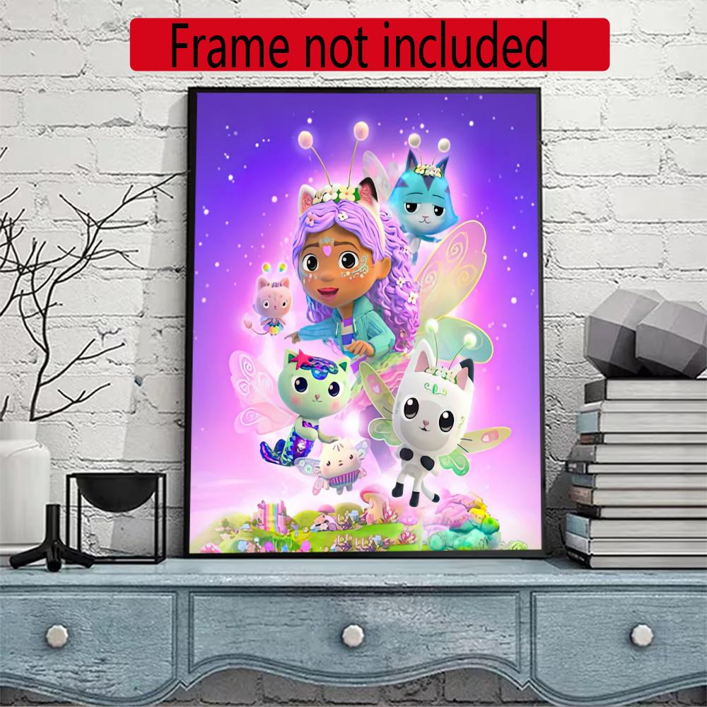 Cartoon Cute Gabbys Diamond Painting Round Diamond Mosaic Rhinestones Diamond Embroidery Craft Kit Wall Decor Without Frame