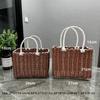 Imitation Rattan Storage Basket Square Woven Handbag Creative Hanging Baskets  Flower