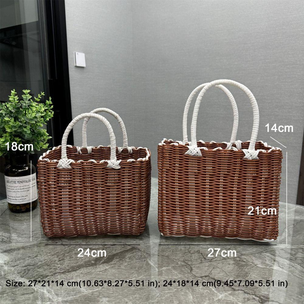 Imitation Rattan Storage Basket Square Woven Handbag Creative Hanging Baskets Flower