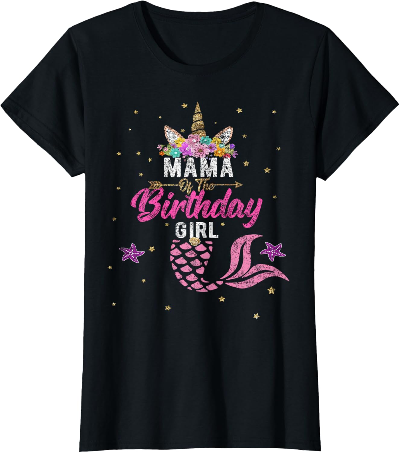 Mama of Birthday Girl Unicorn Shirt Mermaid Mom Tee Gift T-Shirt S