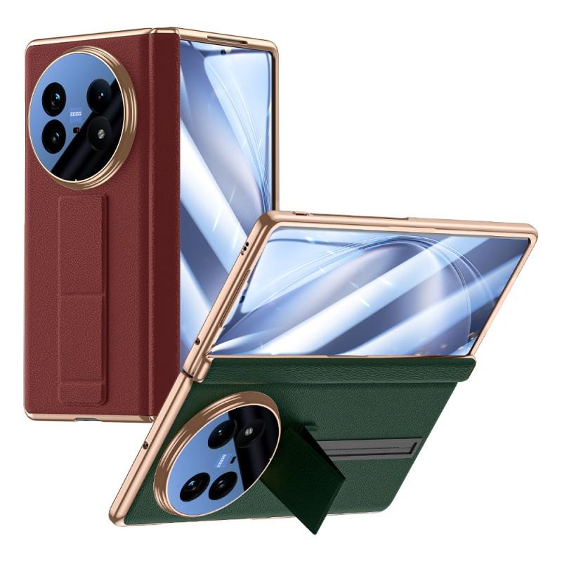 Vivo X Fold5 Leather Wristband Case With Magnetic Hinge Integrated Screen Window Shockproof Anti-Scratch Protection