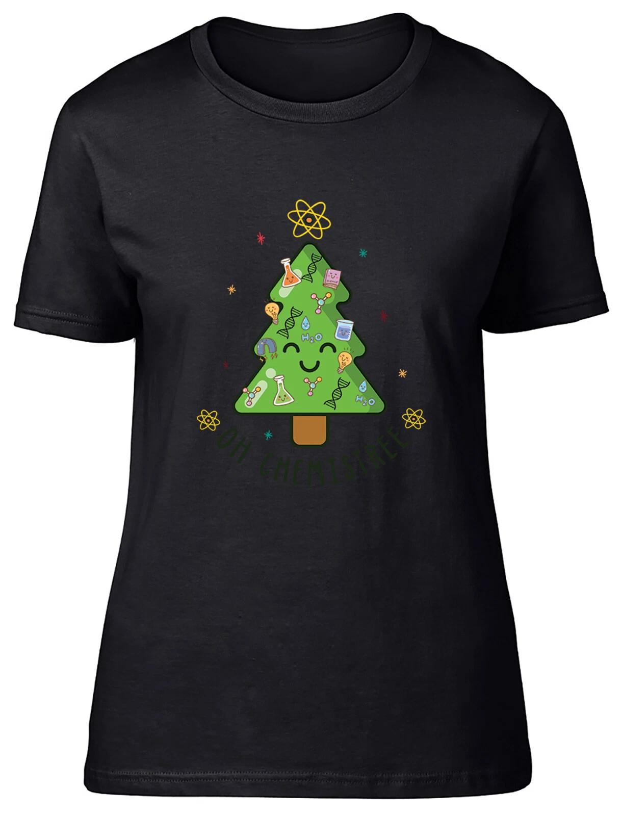 Oh Chemistree Funny Womens T-Shirt Christmas Tree Chemistry Joke Ladies Gift Tee XXXXL