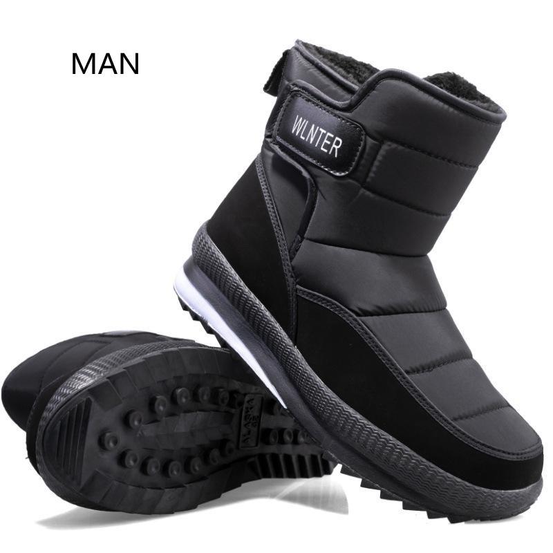 Large Winter New Thickened Cotton Shoes Middle-aged Elderly Plush Warm Snow Boots Non Slip Waterproof
