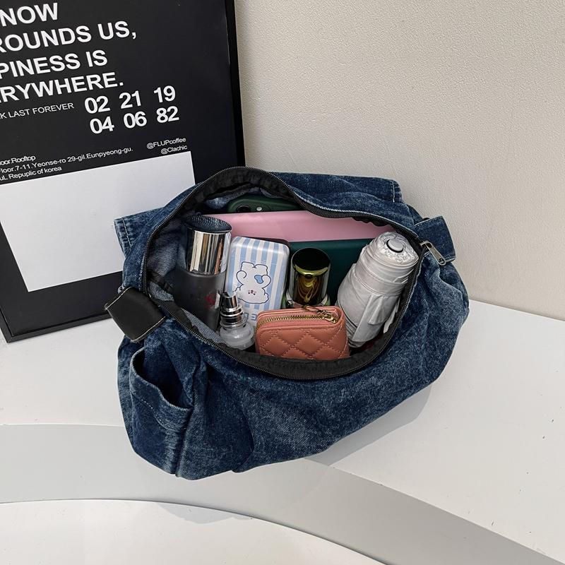 Men's Denim Bag Women's Large Capacity Lightweight Messenger Bag Student School Bag Crossbody Bag