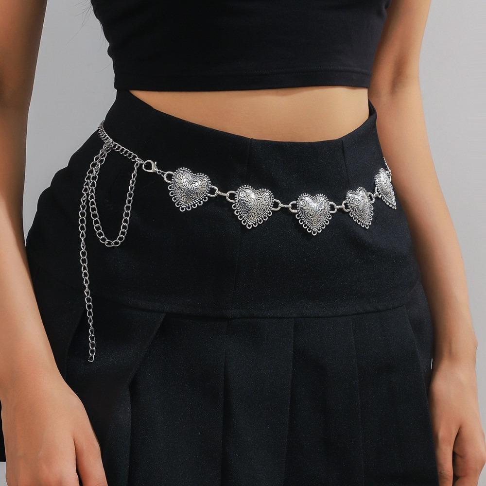 Heart Shape Meta Waist Chain Luxury Design Suit Coat Waist Chain Fashion Dress Waist Chain