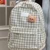Schultasche Mori ins Wind Kordstoff Karomuster Schultasche für weibliche Mittelschüler große Kapazität lässig vielseitig Rucksack Reiserucksack