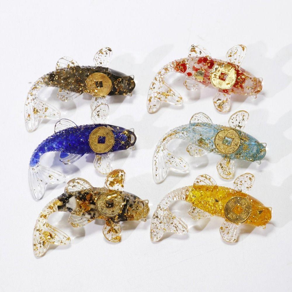 Kreative kunstige fiskepynt Pen Koi-fisk Naturlig krystall Liten fisk Skrivebord Bil hjemmedekorasjonsgave til venner