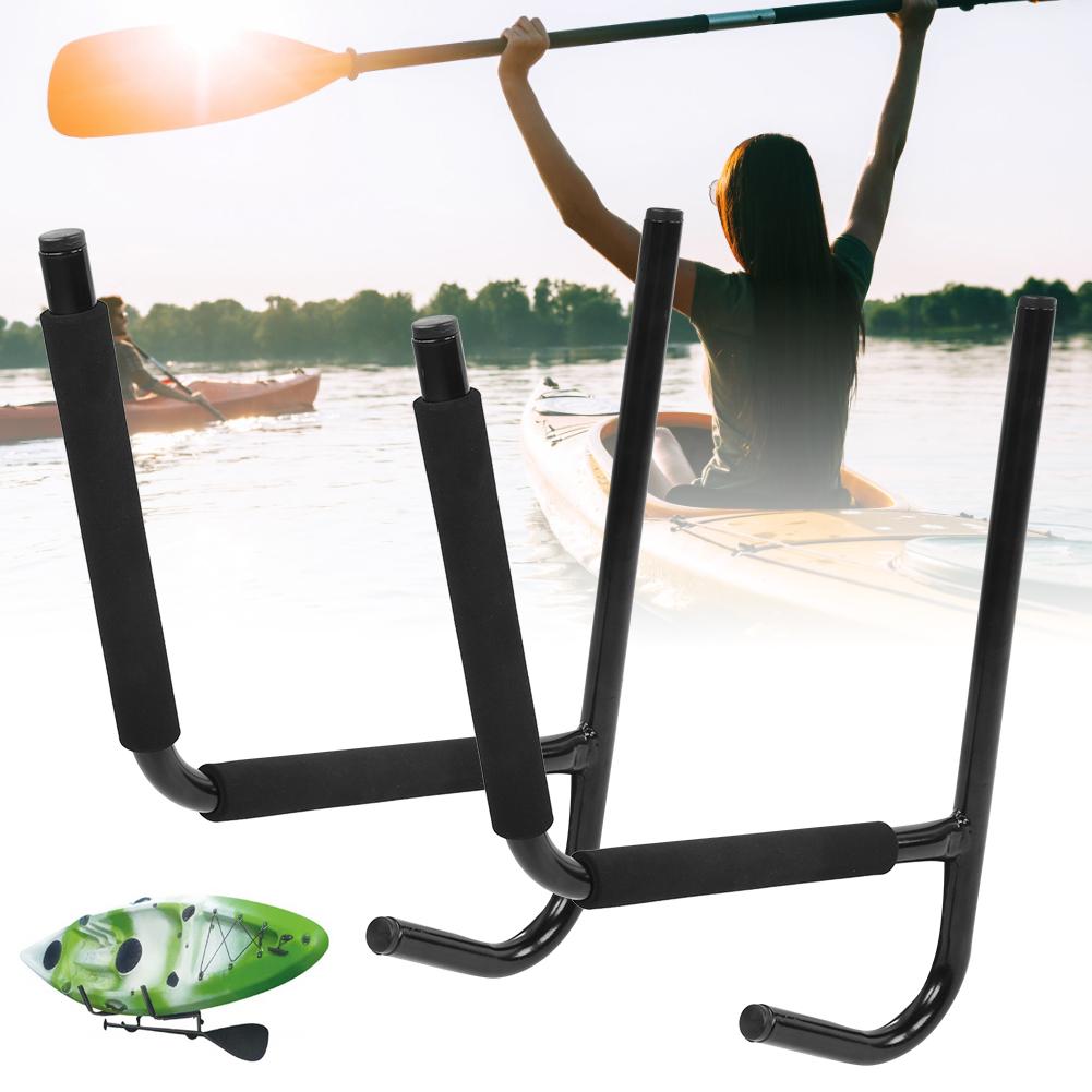 1Pair Metal Kayak Canoeing Wall Stand Carrier Rack Surfboard Hanger Accessory Black