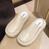 Damskie oryginalne skórzane grube podeszwy kapcie damskie Retro szpilki muły drewniaki platformy buty matka sandały Zapatos De Mujer